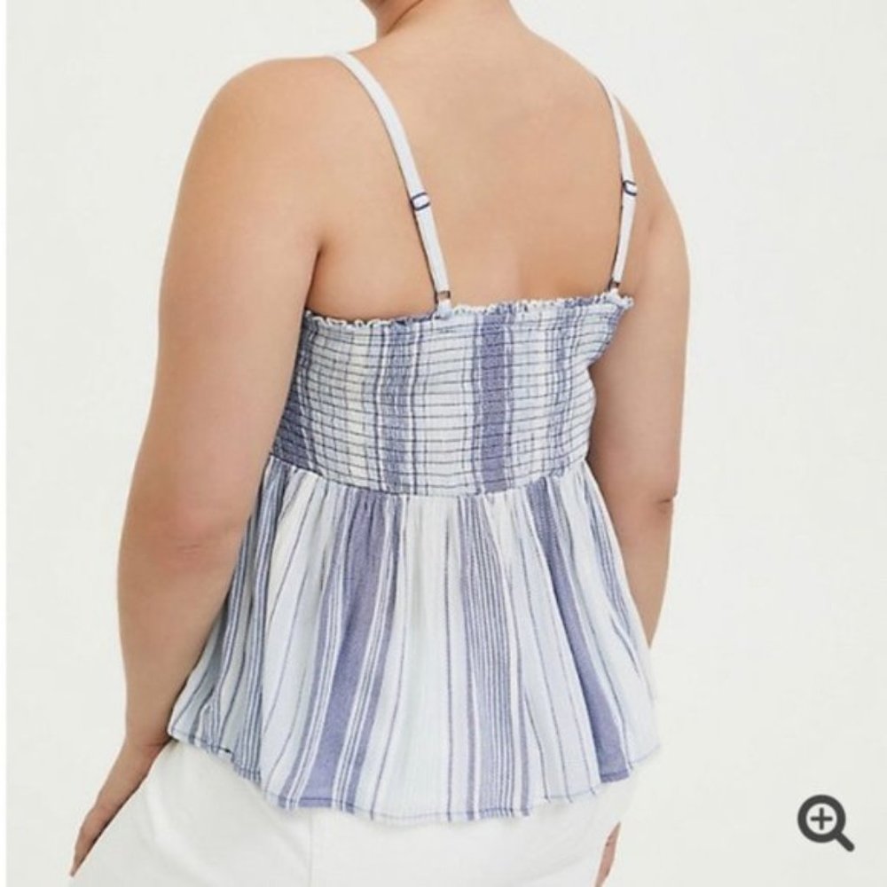 Torrid Blue White Ruched Tank Top 2 - Picture 5 of 10